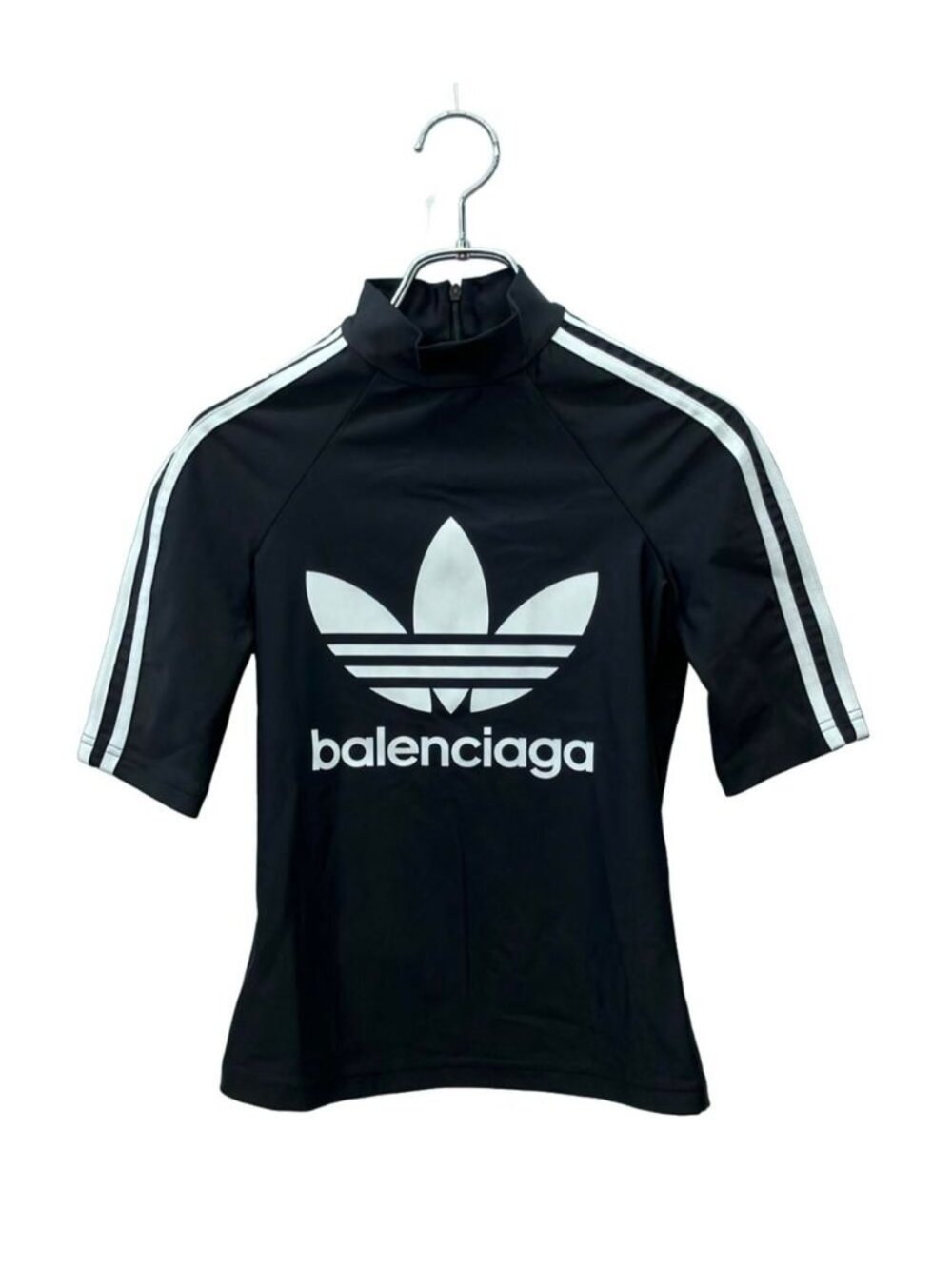Balenciaga Adidas Short Sleeve T-Shirt Mock Neck Back Zip Up 34